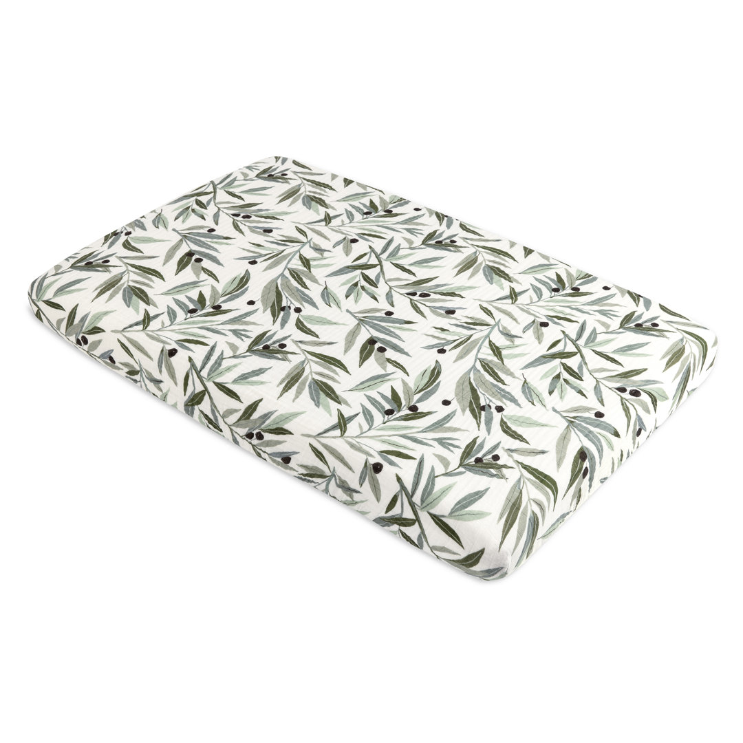 Olive Branches Muslin Mini Crib Sheet babyletto