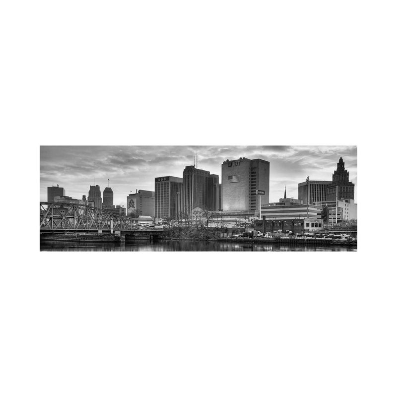 Newark Panoramic Skyline Cityscape (Black & White - Sunset) - Wrapped Canvas Panoramic Print
