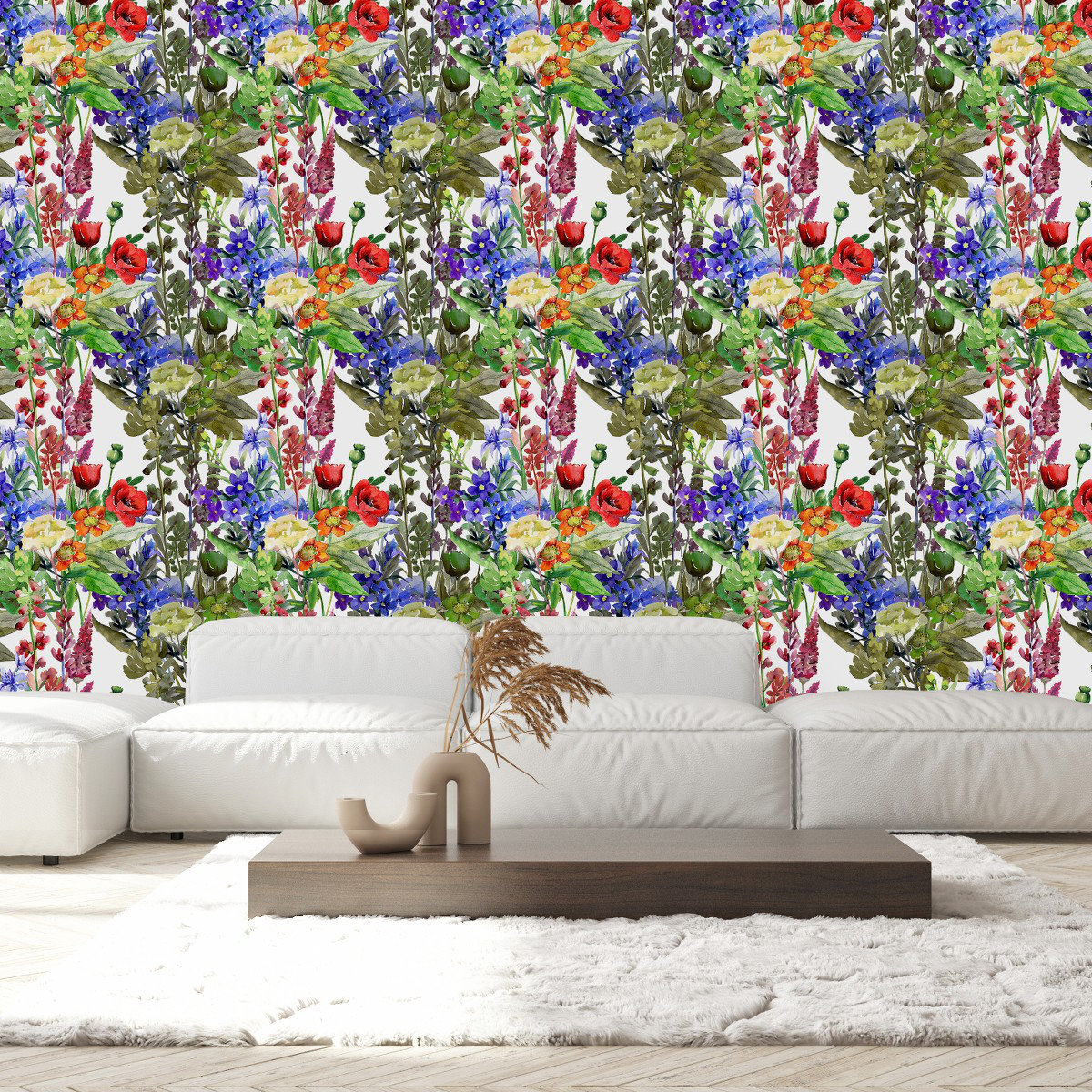 Red Barrel Studio® Meadow Flowers 18.75' L x 25" W Peel and Stick ...