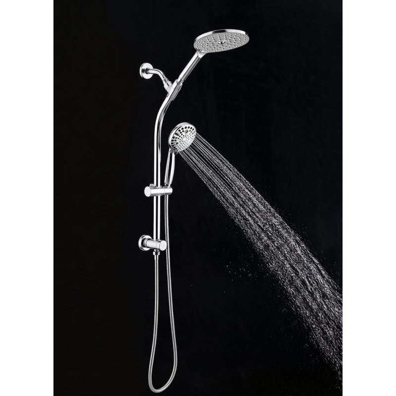 Ensemble de pomme de douche double haute pression 7,5 pouces 26 pouces barre coulissante en acier inoxydable ABS 1 pièce double pomme de douche chromée 10 réglages de jet