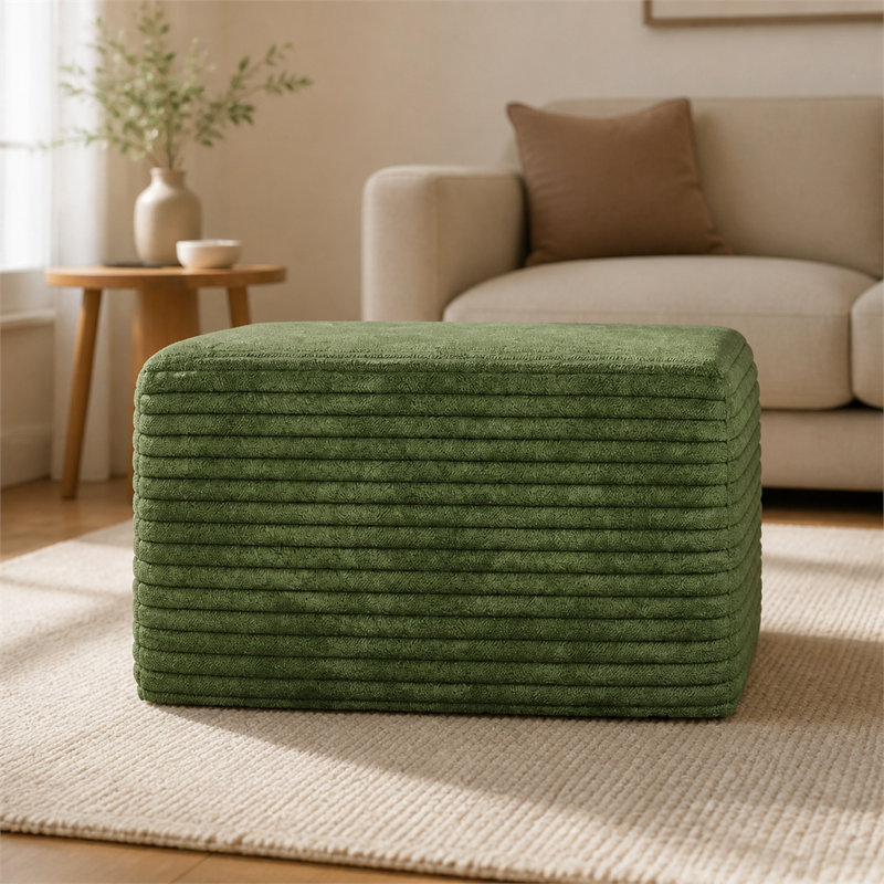 Repose-pieds en velours côtelé avec revêtement moelleux, vert, Vert