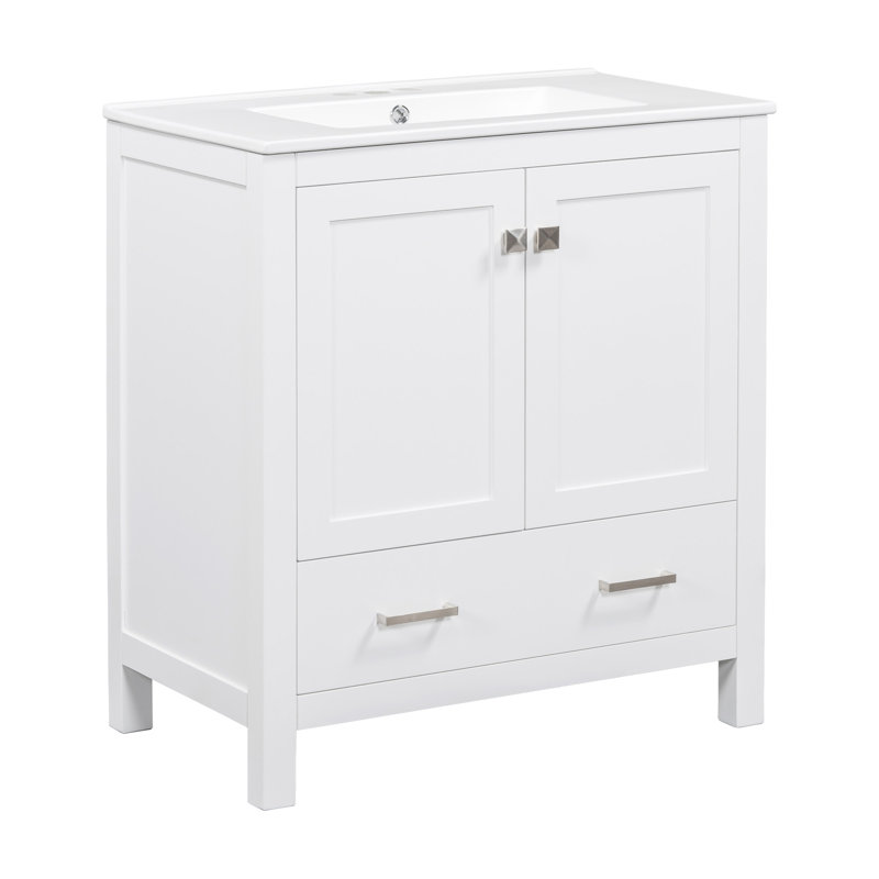 Meuble-lavabo chic avec rangement polyvalent et attrait moderne pour des salles de bain élégantes, Blanc