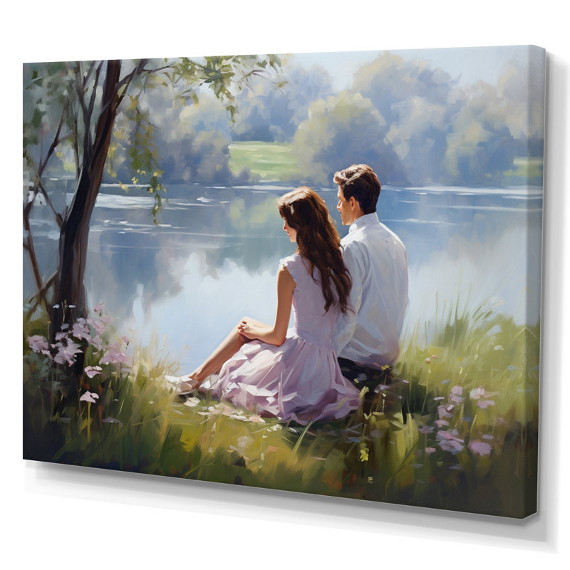 Romantic Couple Landscape Serenity I - Romantic Landscape Canvas Art Print, H 34 po x l 44 po x P 1,5 po, Toile tendue