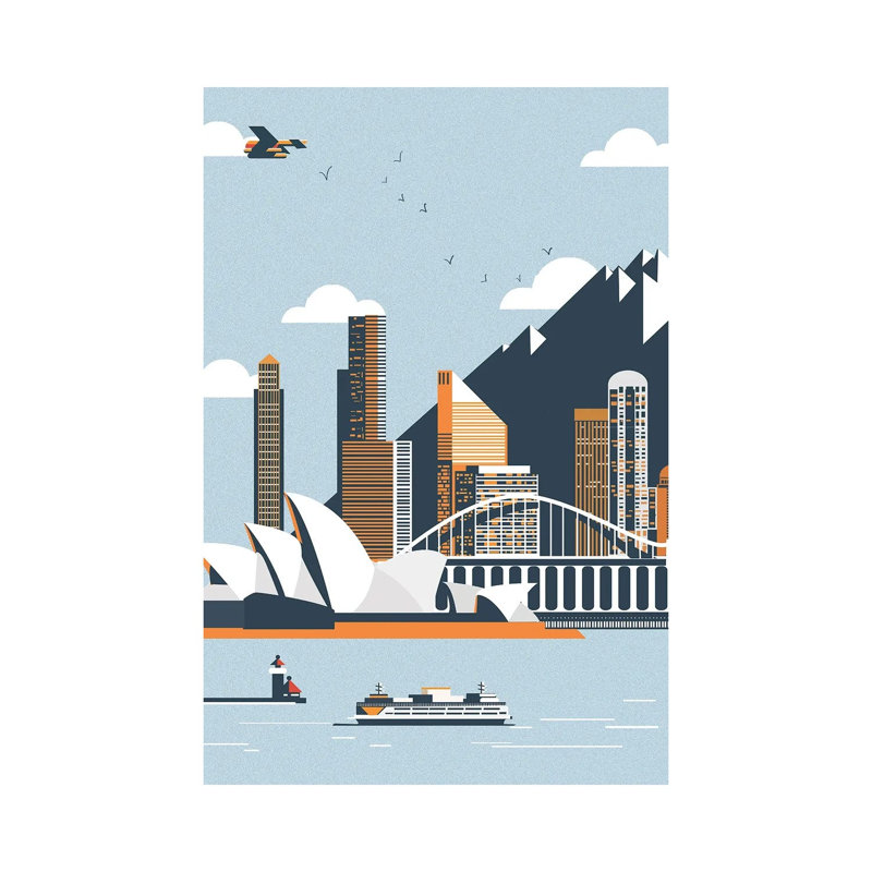 Sydney City Landscape 1 Piece Wrapped Canvas Wall Art, 66.04 cm H x 45.72 cm W x 3.175 cm D