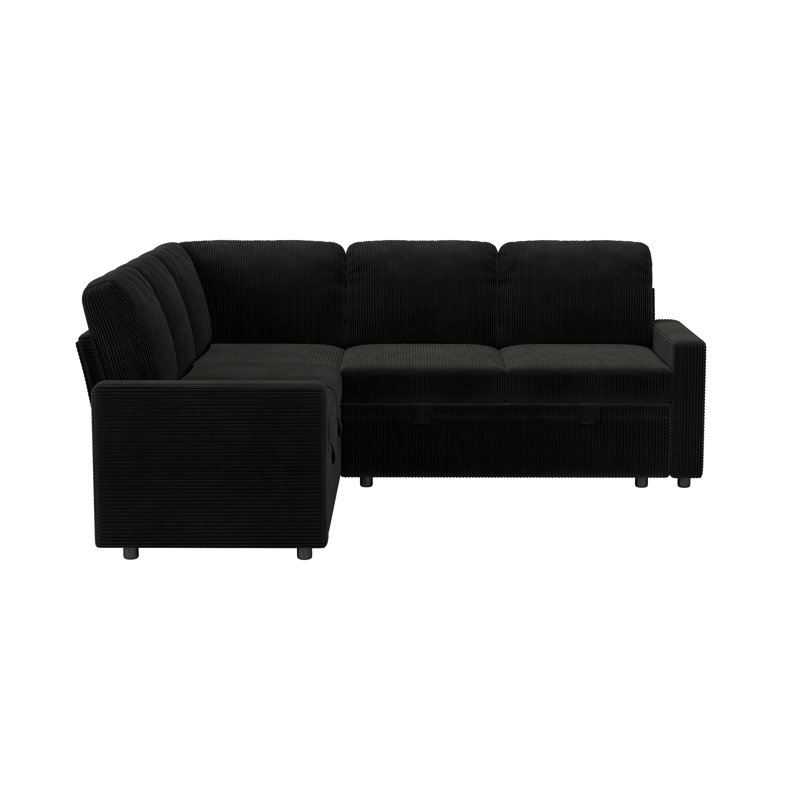 Canapé-lit modulaire convertible Brynli, Polyester noir
