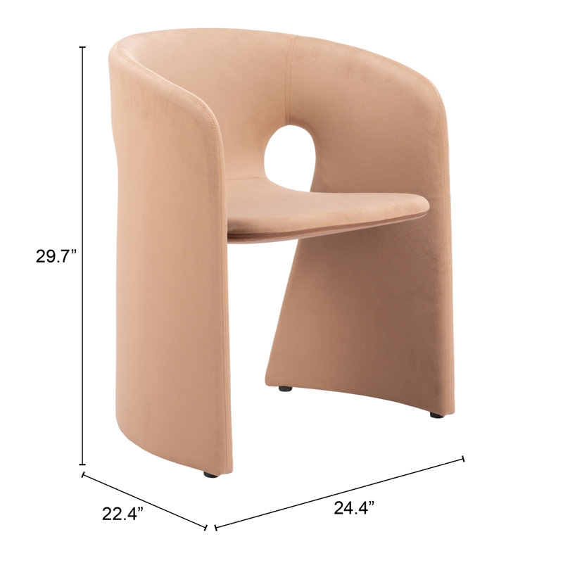 Tan Upholstered Metal Arm Chair