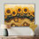 «Dobromila Sunflowers Landscape Above Wood Slide II» - art mural toile de tournesols