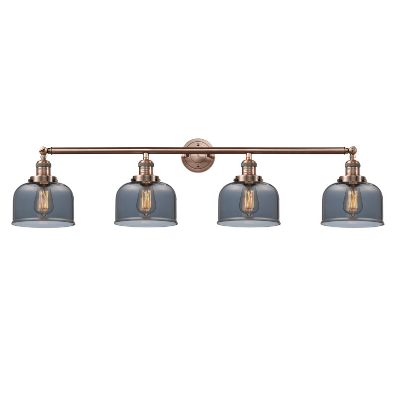 Bell - 4 Light 44" Bath Vanity Light - Antique Copper Finish - Light Smoke Shade, Antique Copper