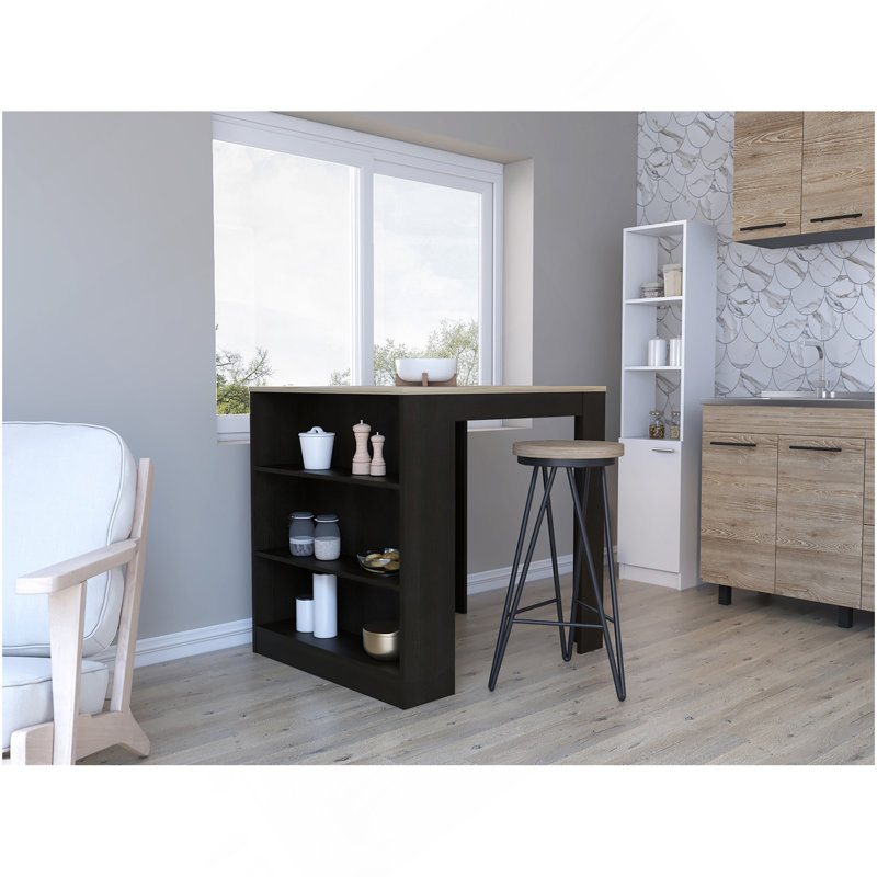 Kitchen Counter Dining Table Toledo, Kitchen, Black / Pine