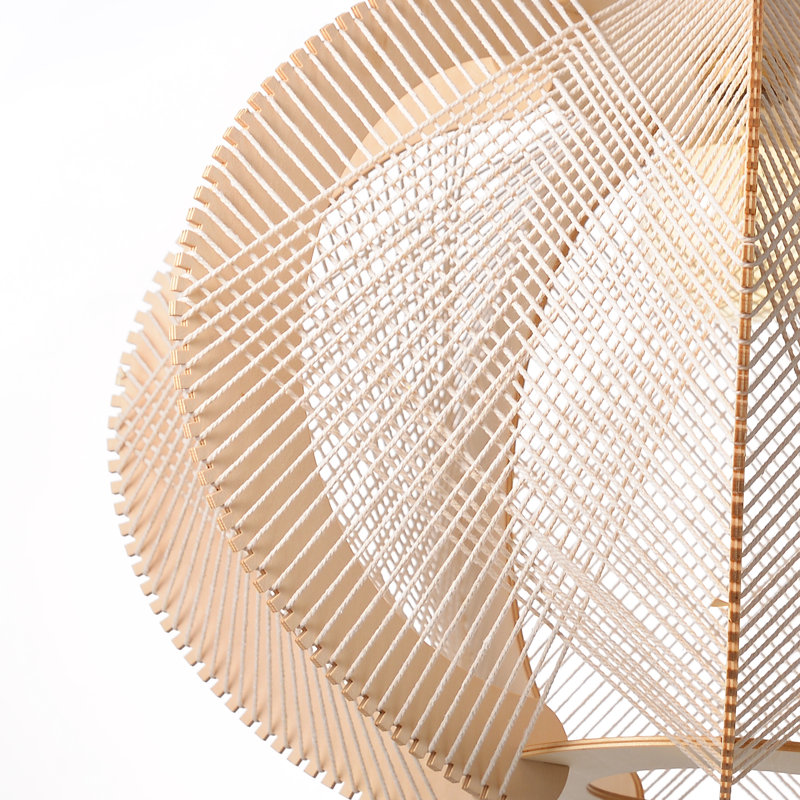 1 - Light Natural Geometric Pendant, 200cm H x 40cm W x 40cm D