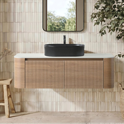 Meuble-lavabo flottant 48 po avec lavabo vasque et porte-serviettes 48 po