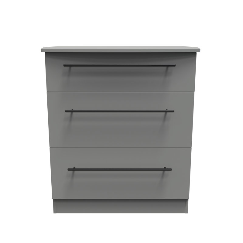 Fully Assembled Malicia 3 Drawer 76.5Cm W Chest of Drawers, Dusk Grey