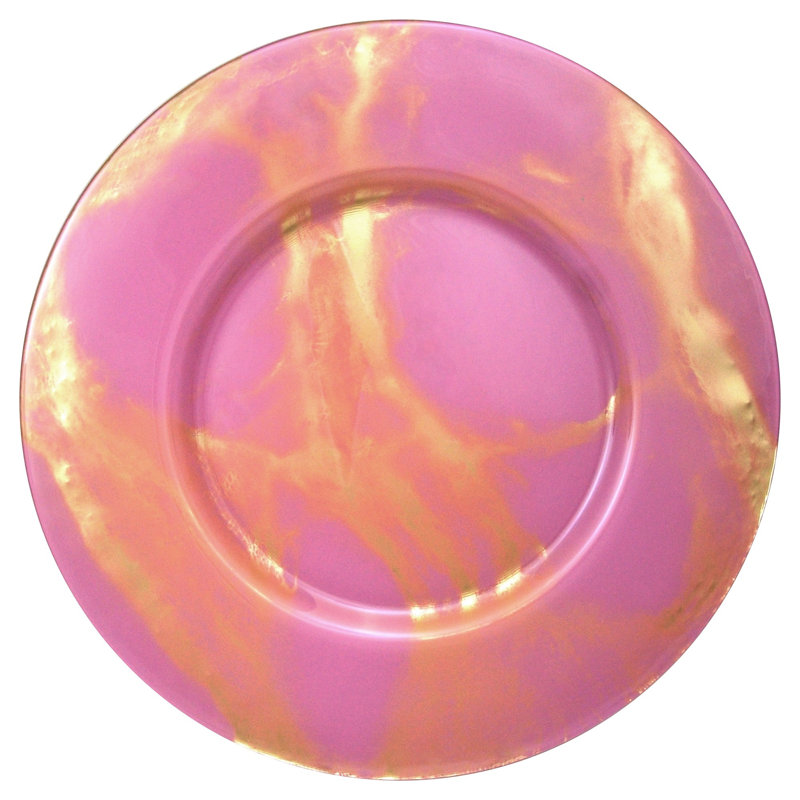 Olinda Glass Abstract Charger, Blush