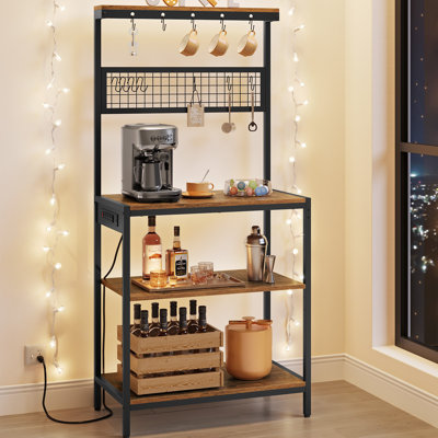 31.5 Inches Coffee Bar Stand With Adjustable Storage Shelf