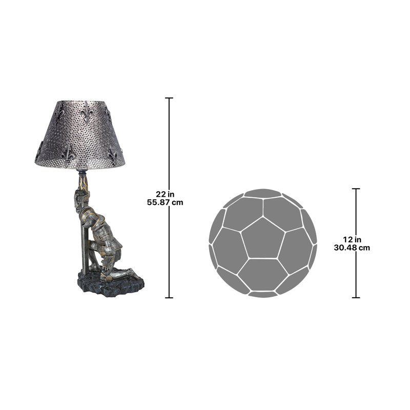 Ebros The Accolade Kneeling Knight Suit of Armor Ceremony Side Table Lamp 22"H