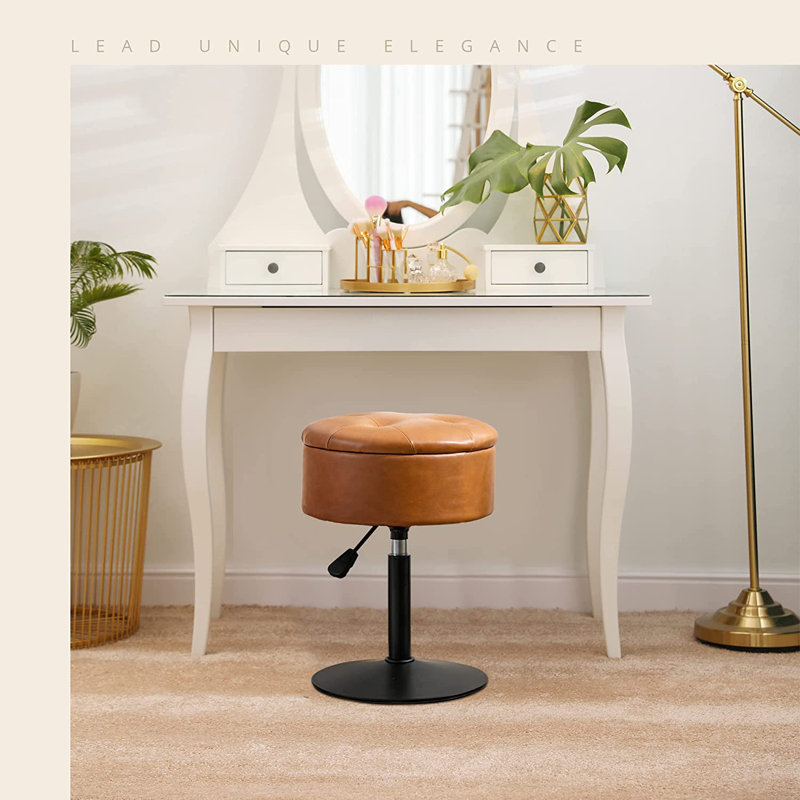 Tabouret de coiffeuse, Noir, Brun