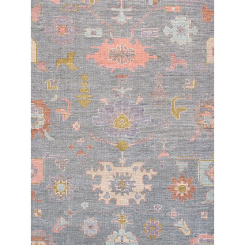Oushak Hand Knotted Wool Oriental Area Rug in L. Blue / L. Blue, Rectangle 7'11" x 10'2"