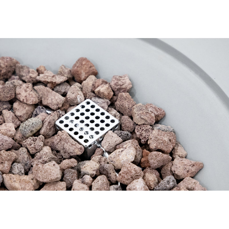 Pacaya 43" Outdoor Concrete Fire Table with Built-In Propane Tank Storage 45,000 BTU - Includes Lava Rocks & PVC Cover