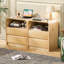 Table de chevet moderne avec station de charge et 2 tiroirs, table de chevet haute en bois de 25 pouces avec ports USB, table de bout de style Mid-Century pour la chambre à coucher, Nature Smooth-165178442