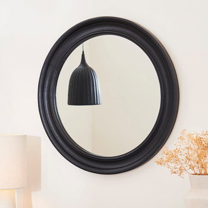 LANGTON 75cm Wooden Mirror, Black