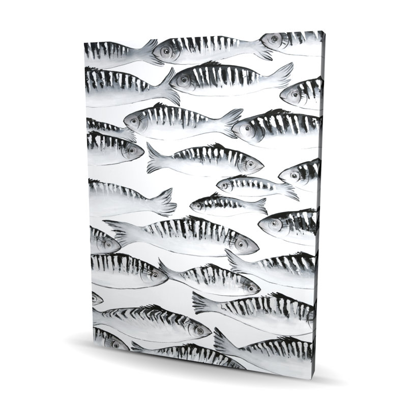 Grey Shoal of Fish Canvas - Aquatic Animals Home Decor
