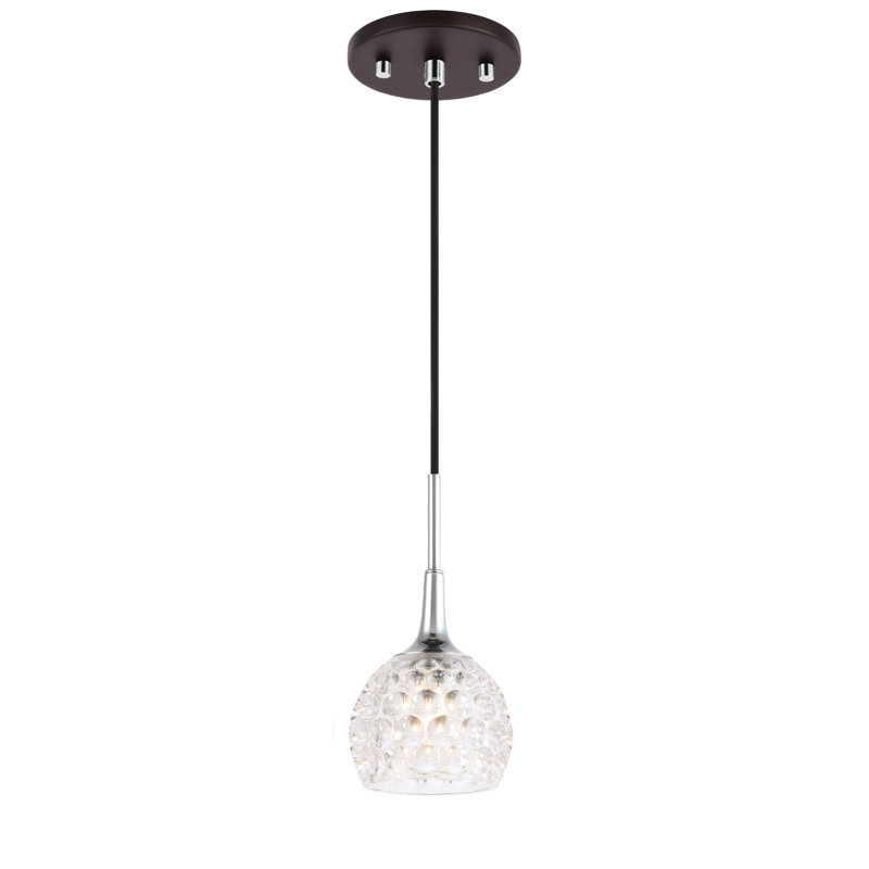 Luminaire sphère suspendu 1 lumières simple Jerrie, Mercure, Halogène, Chrome / Bronze
