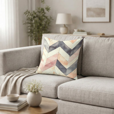 Coussin décoratif contemporain Boho - coussin décoratif à chevrons noir et orange
