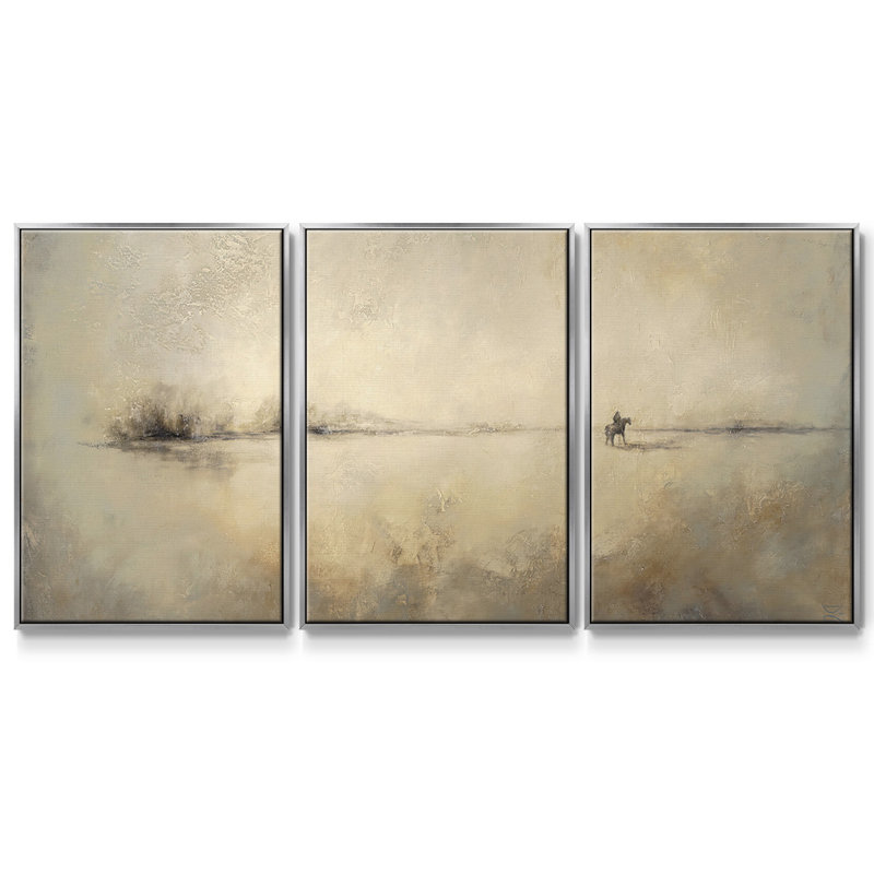 Voyageurs - Toile encadrée multi-pièces, H 36 po x l 75 po x P 2 po, Argent