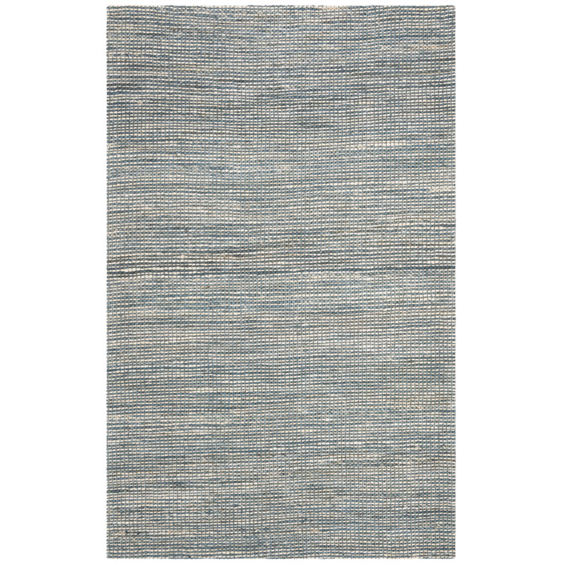Tapis bleu / ivoire tissé à plat à la main Zaragoza, Rectangulaire 3 pi x 5 pi