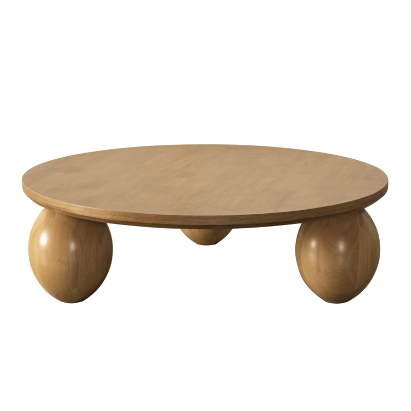 Table basse Cid Nysa, 48 po, bois d'hévéa massif brun, 3 pieds ovales