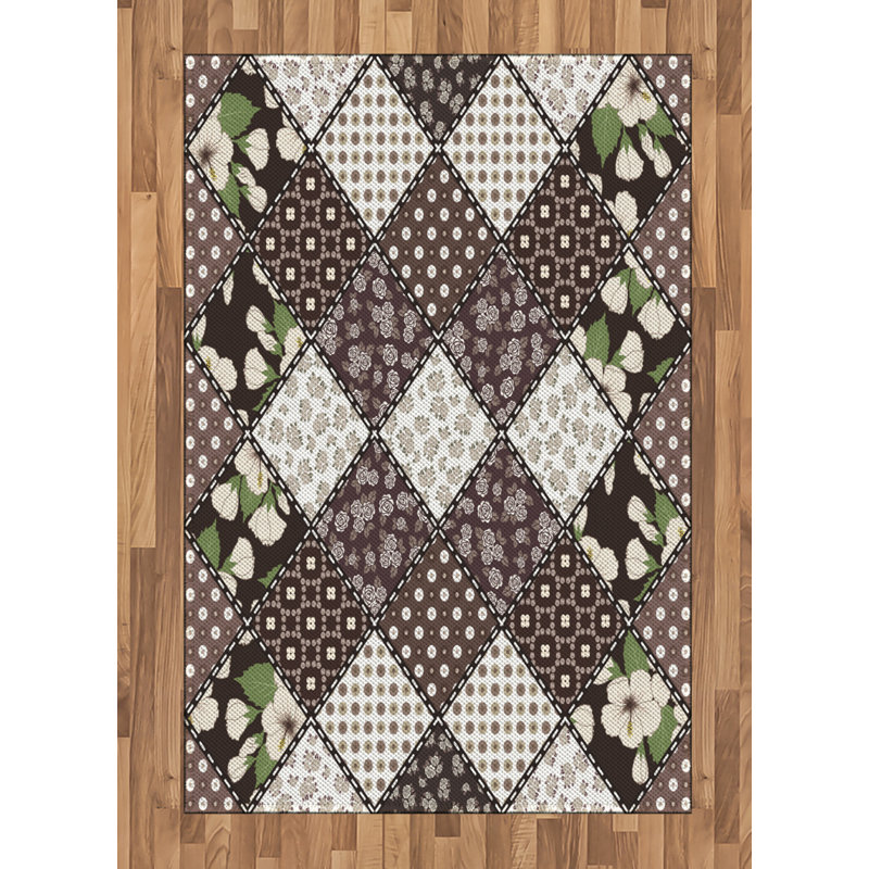 Floral High Density Long Fiber Poly Threads Decorative Area Rug Carpet, Rectangle 4' x 5'8"