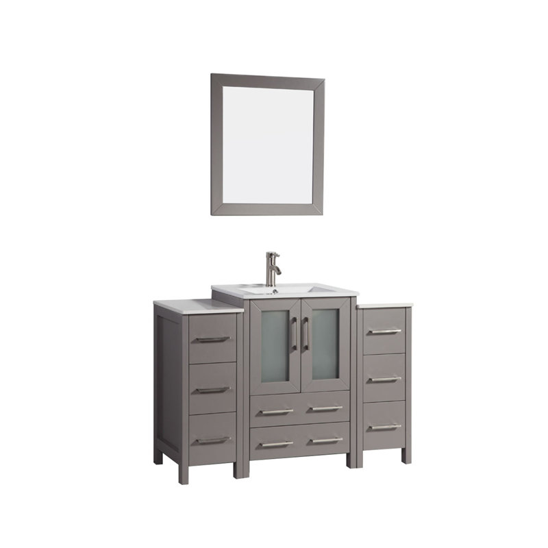  48" Single Bathroom Vanity Set with Mirror, Gray