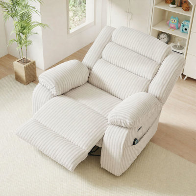 42" Wide Modern Soft Power Swivel Rocking Recliner with Heat Massage, USB & Type-C Charging