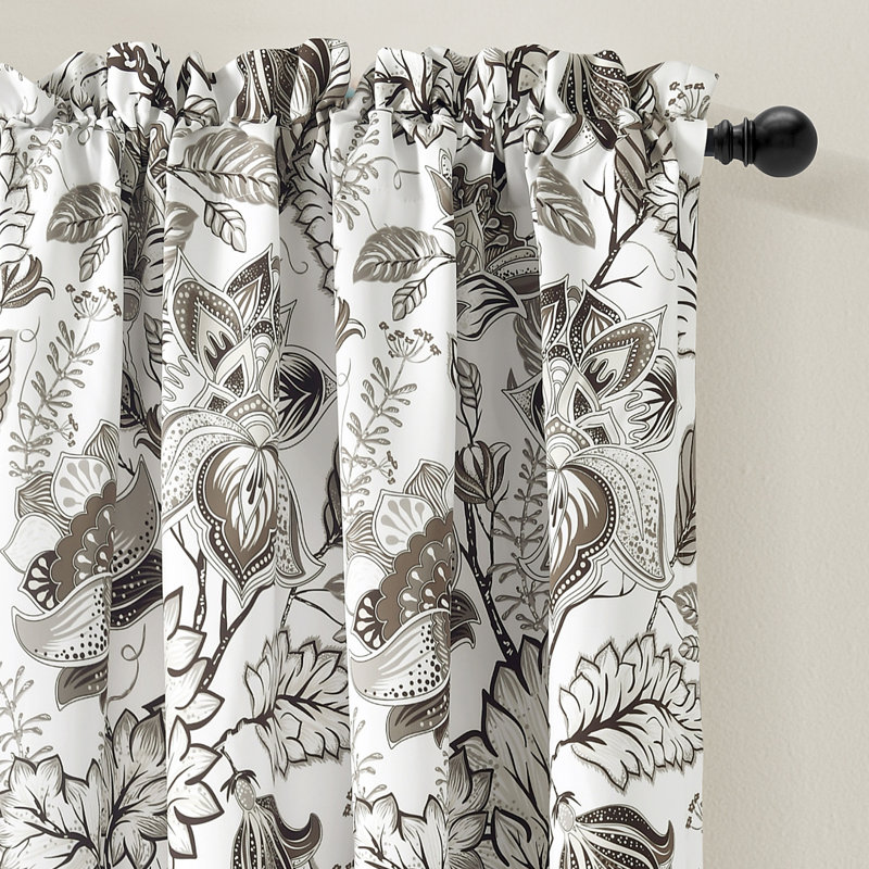 Neutral Floral Jacobean Polyester Blackout Window Panels 52"W x 84"L