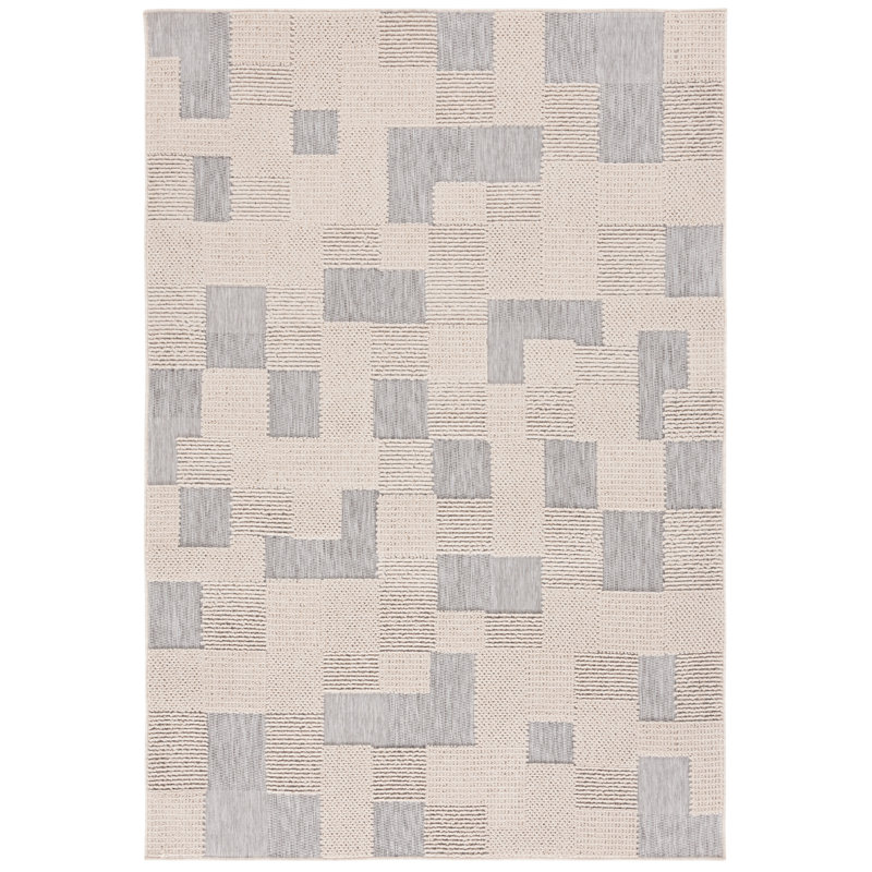 Gray Geometric 9' x 12' Synthetic Easy Care Rug