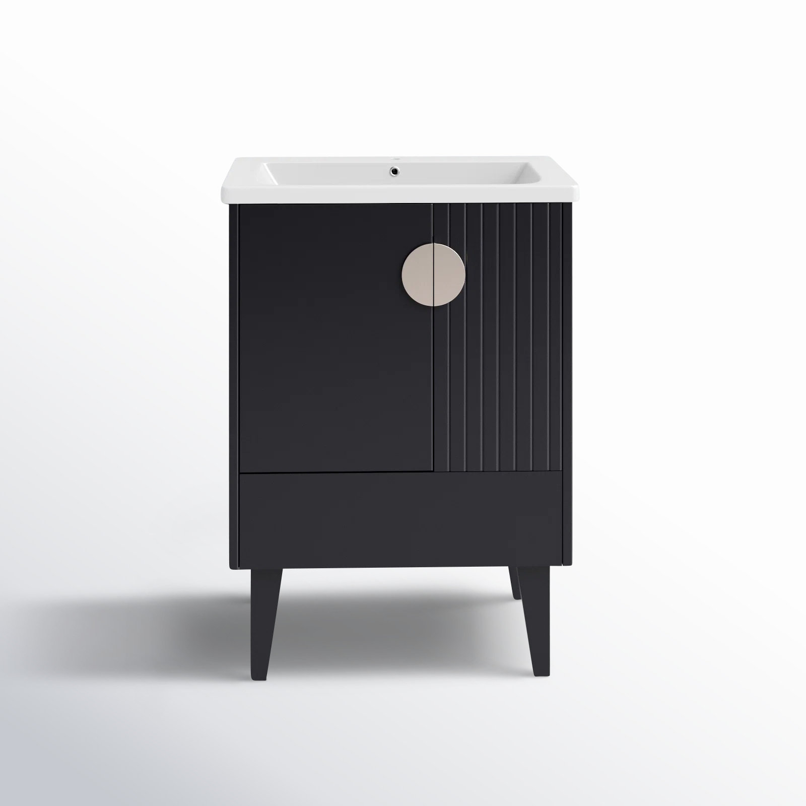 Saimah 24'' Single Bathroom Vanity, Black, Satin Nickel