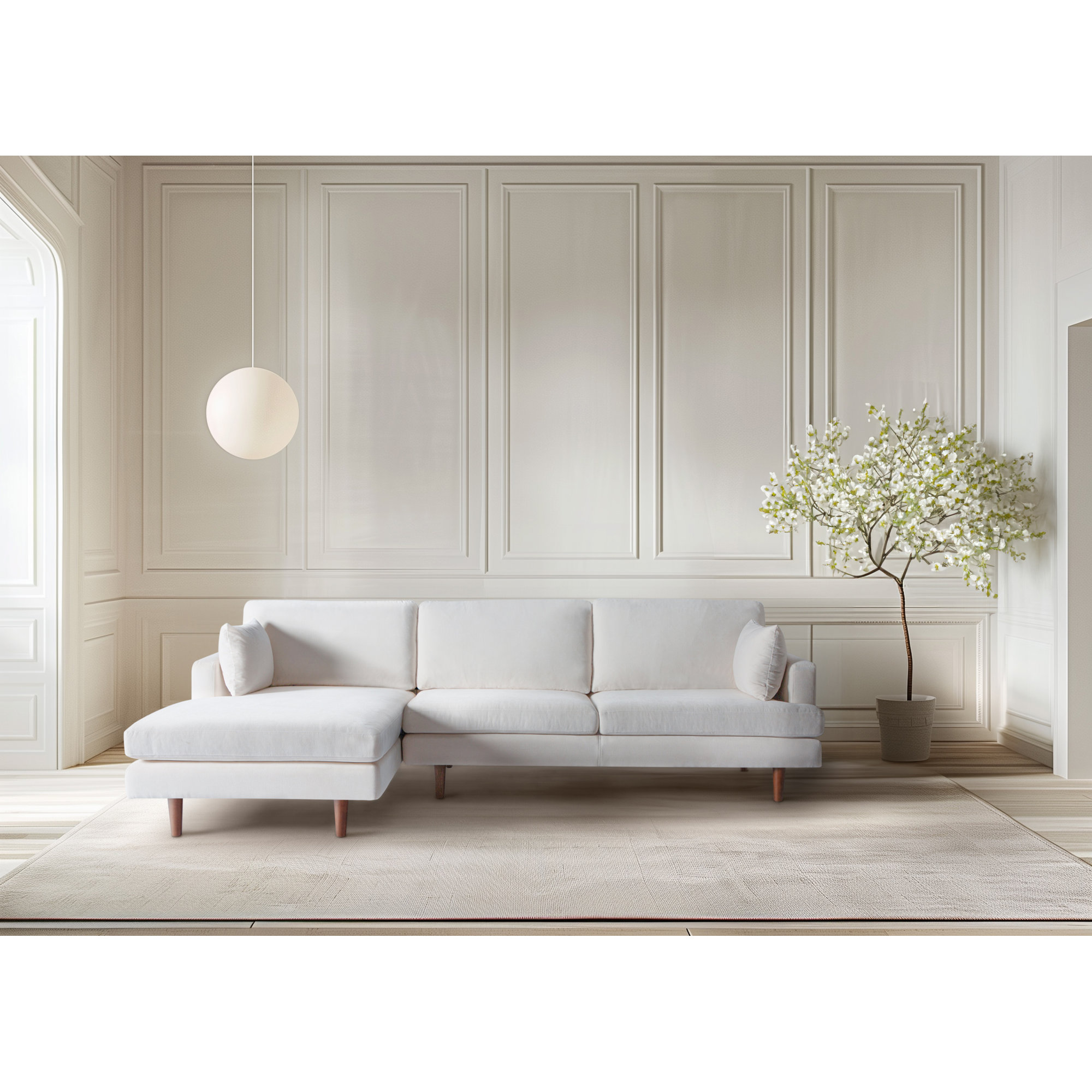 Laguna Upholstered Chaise L-Sectional, Left Hand Facing, Olive Green Performance Chenille