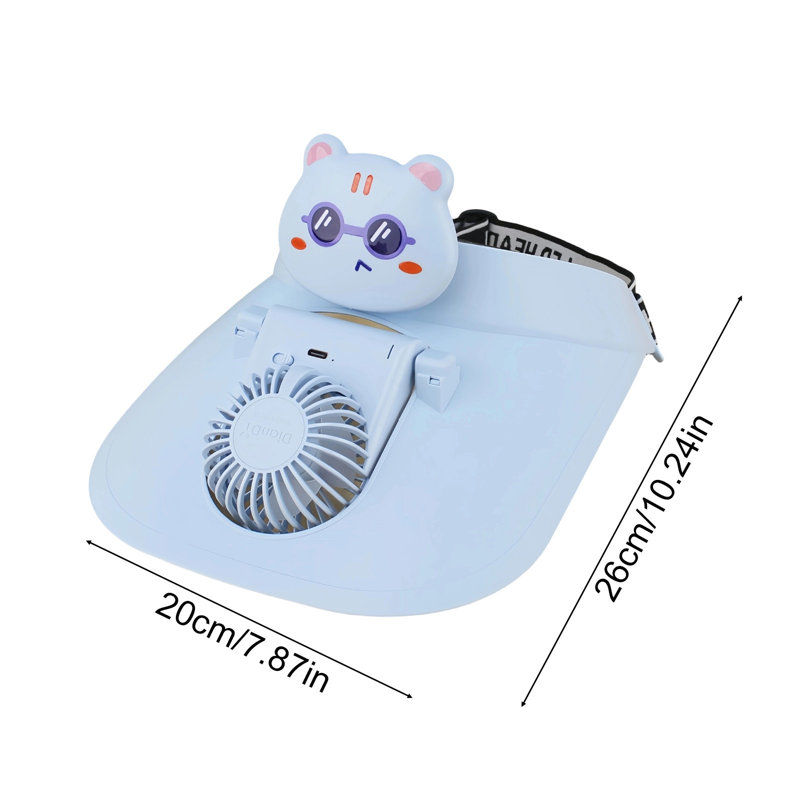 Un chapeau de soleil d'été de Kondieu avec ventilateur intégré et ventilateur de refroidissement USB portable rechargeable pour l'extérieur et un petit cadeau pratique pour les étudiants