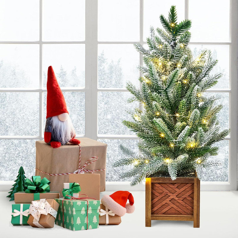 Petit arbre de Noël artificiel avec lumières, mini arbre de Noël artificiel 24 pouces