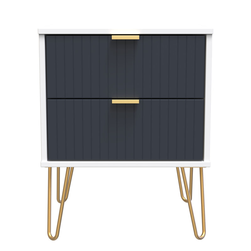 Beranda 45cm W Manufactured Wood Bedside Table, Indigo Matt/White