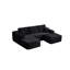 Canapé modulaire 104 po avec méridienne en U et poches latérales 104 po, conception modulaire moderne, assise profonde, canapé rembourré pour le salon / la chambre à coucher, aucun assemblage requis (tissu moelleux), noir, gauche-1045655550