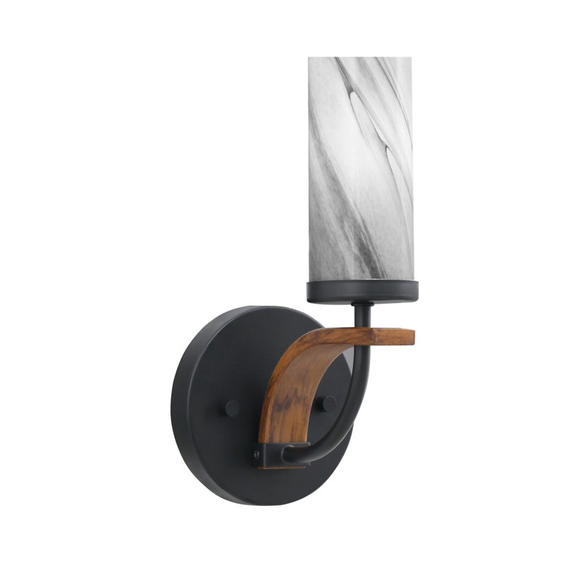 Applique murale 1 lumière Brenson, Noir mat/brun