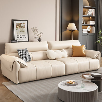 Causeuse-coussin modulaire en cuir véritable blanc crème