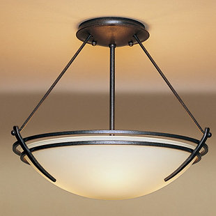 Tryne Semi Flush Mount, Natural Iron, 23.7" H x 28.6" W x 28.6" D, Sand