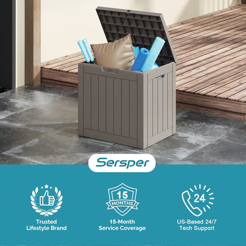30 Gallon Deck Box, Outdoor Lockable Storage Resin Box for Package-Sports Equipment-Garden Tools, Waterproof and UV Resistant Patio Storage Box