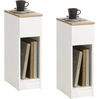 Breyonna Modern Narrow End Table Set nightstands of 2 with drawers