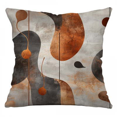 Organic Shapes Throw Pillow, Abstract Cotton Twill Pillows