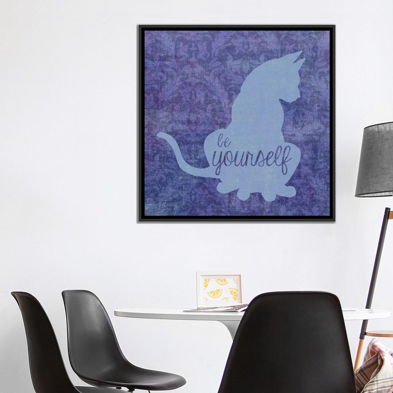 « cat » par erin clark, impression sur toile, H 18 po x l 18 po x P 1,5 po, Toile avec cadre noir, Pas de tapis