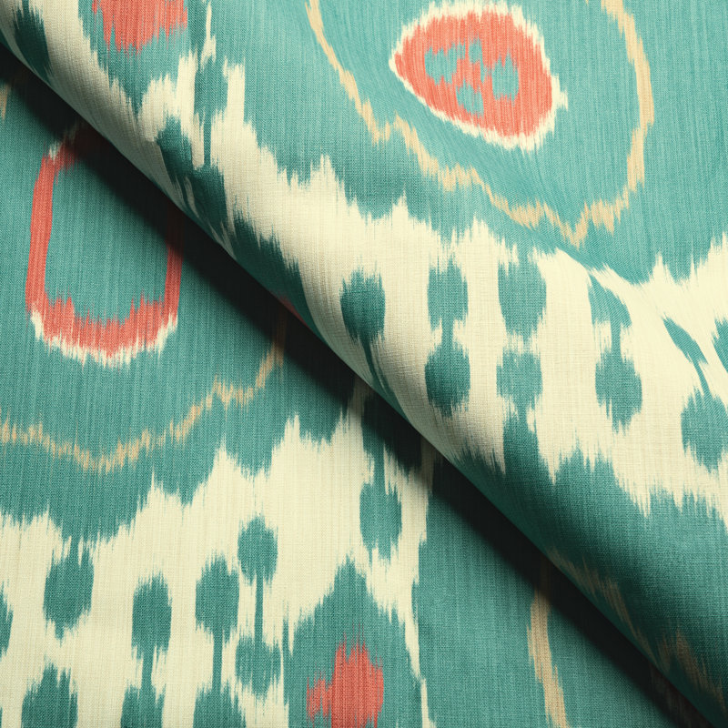 Louverne Mayenne Print 100% Linen Fabric, Aqua