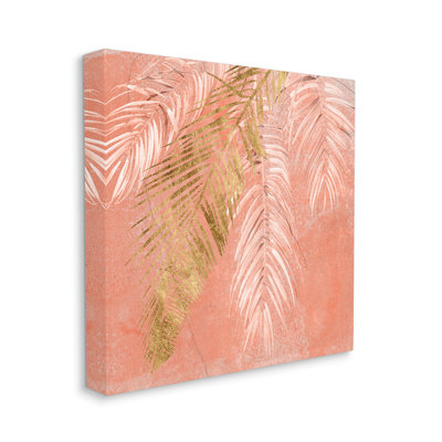 «Pink Palm Fronds», art texturé à giclée noire surdimensionnée, plante tropicale vieillie, par Jennifer Paxton Parker